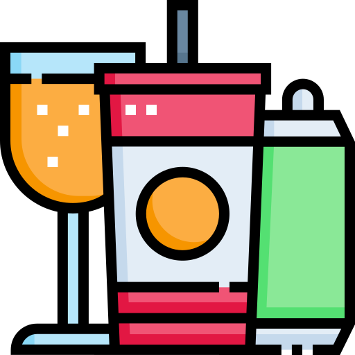 Assorted beverage bottles